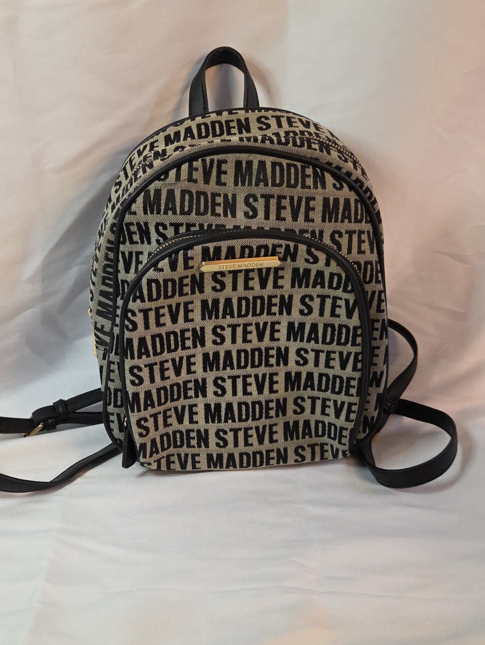 Steve Madden Black Logo Patterned Mini Backpack